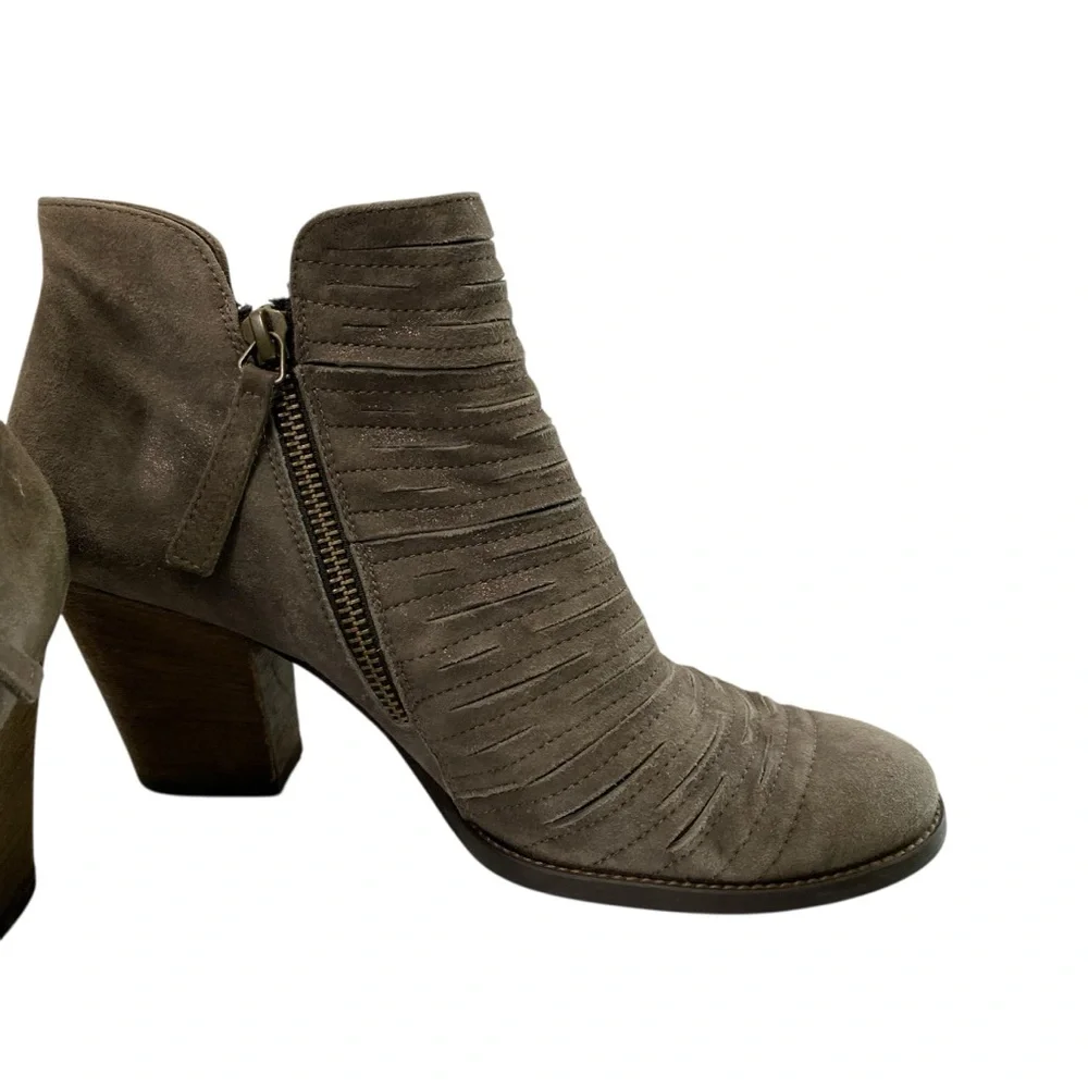 Paul Green Malibu Sliced Chunky Nobuck Leather Ankle‎ Bootie 5 Metallic Taupe